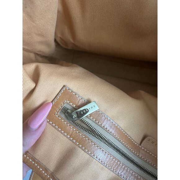 CELINE Vintage Tan Blue Macadam Tote Shoulder Bag - Picture 7 of 16